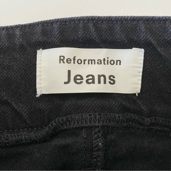 Reformation Yasmin Jeans in Black Size 26 Paperbag Front Zipper Stretch - Picture 9 of 14